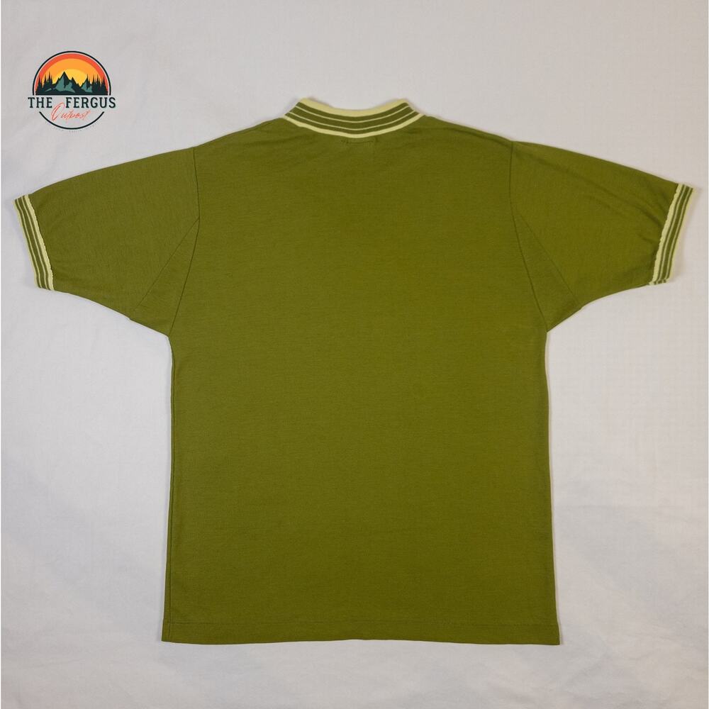 Munsingwear Grand Slam Shirt Green Penguin Logo Ringer Vintage Preppy Men Sz Lrg - Picture 2 of 16